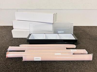 (3) 3-Compartment Condiment Serving Trays And (5) Silicone Pastry Mats (Non Slip Baking Mats 18"x26")