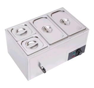 Commercial Buffet Food Warmer,Large Capacity 4 Pan(7.4QT*2+3.2QT*2) Stainless Steel Electric Countertop Steam Table with Intelligent Thermostat Design,for Parties Buffet Catering<br/>