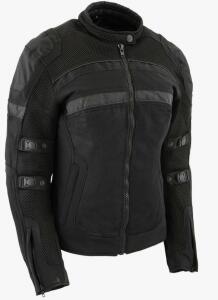 Milwaukee Leather Black Armored Textile Motorcycle Jacket for Women - All Season Jacket w/Removable Liner<br/>Size CD