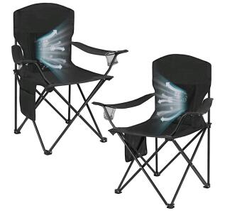 (2) Pack Camping Chairs with Fan, Lightweight Camp Chair 300LBS Portable Foldable Chairs for Adults & Teens