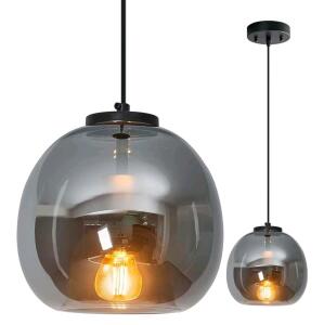 (2)Mirror Smoke Gray Glass Pendant Lights 7.87" Glass Globe Pendant Light <br/>