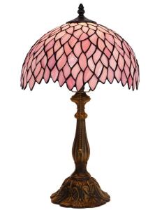 Tiffany Lamp Stained Glass Table Lamp Bedside Reading Light W12H19 Inches (Pink Wisteria)