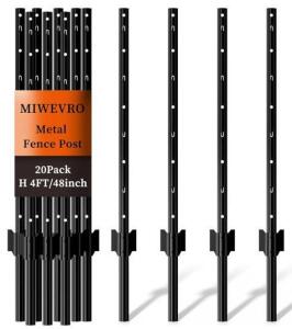 (20) Outdoor No Dig Fence Posts, 4Ft, Black