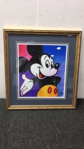 Mickey Mouse By Peter Max Signed Serigraph Framed Print