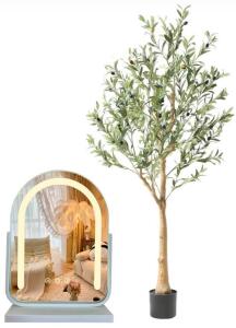 Vanity Mirror W/ Light (17&rdquo;x11.8&rdquo;) & 5Ft Artificial Olive Tree