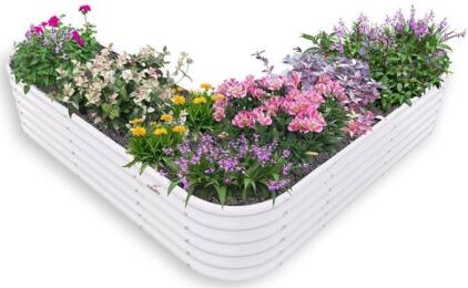 A ANLEOLIFE Heart-Shaped Galvanized Raised Garden Bed, 81x81x18&rdquo;, White