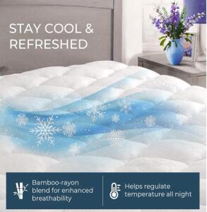 ExceptionalSheets Rayon Bamboo Mattress Pad with Fitted Skirt Twin XL