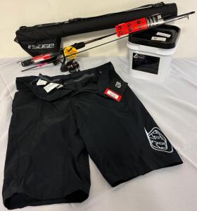 Ugly Stik Rod & Reel, Extra Rod Piece, Sage Single Rod & Reel Case For 9&rsquo; Poles, 6&rsquo; Radius Saltwater Fish Net & Troy Lee Designs Flowline Shorts (34)