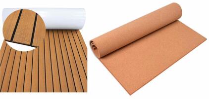 EVA Self Adhesive Foam Boat Flooring, Brown, 96"x36" & Roll Of Cork Board For Walls, 70&rdquo;x35&rdquo;