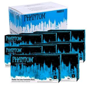 Phantom 6 Mil Latex Exam Gloves &ndash; Case of 1000 Ct, Medium, Black