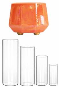 (16) Pcs Clear Glass Centerpiece Vases & (2) 8&rdquo; Ceramic Planters