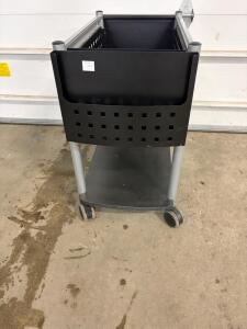 Rolling Metal Utility Office Cart, Black & Silver, 2-Tier with Locking Casters, 30"x16"x30"