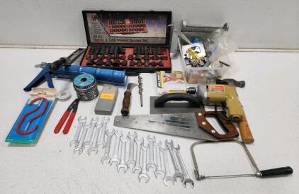 Assorted Tools Including Socket Sets And Wrenches