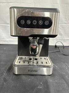Kwister 20-Bar Semi-Automatic Espresso Machine, 1350W, 2L Tank, Steam Wand, Touch Panel, Silver/Black