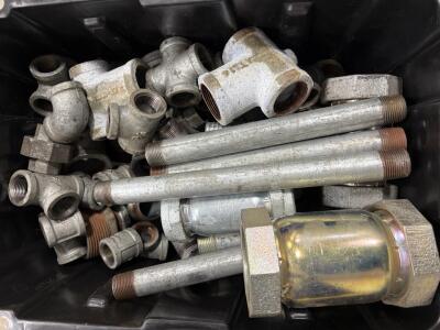 Assorted 1" Galvanized Steel Pipe Fittings & Nipples, Tees, Elbows, Unions, 25+ Pc Lot