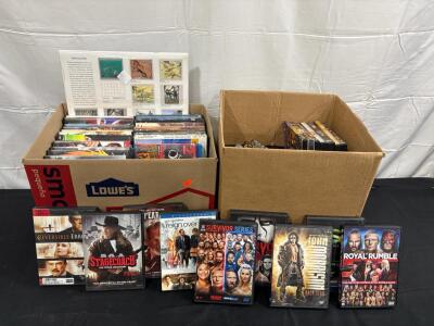 Large Mixed Lot ~55 DVDs & Blu-rays, WWE Wrestling, Movies, Calendar, Survivor Series, Royal Rumble