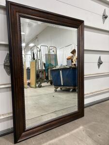 Large Wall Mirror with Dark Wood Beveled Frame, 45" x 33", Classic Traditional Design
