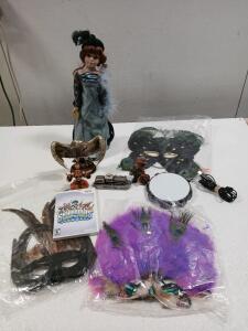(1) Vintage Porcelain Collector's Choice Doll (1) Eagle Statue & More