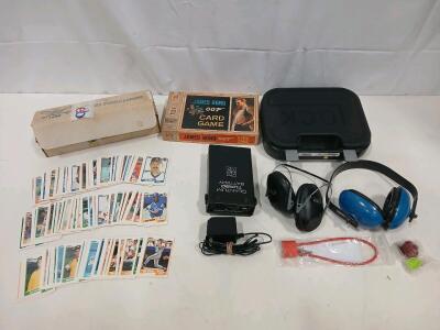 Glock Hard Case w/ Gun Lock, Peltor Earmuffs, 1990 Fleer Cards, James Bond Game