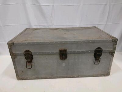 WWII/Korean War Era Military Metal Footlocker Trunk, Stenciled "William T. Vaughn 14204791",