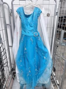 Bright Blue Formal Dress P729M Size 4 Montego, Sequin Embellished, Cap Sleeves, Garment Bag