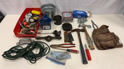 (2) Hammers (1) Green Extension Cord & More Assorted Tools