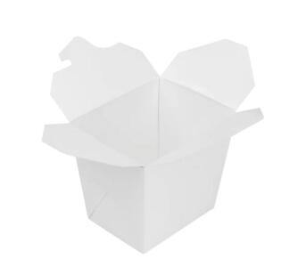 Karat 16 oz White Poly-Coated Paper Chinese Takeout Boxes, 200 Ct, Fold Top, Microwave Safe