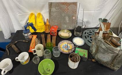 Mixed Lot: Kiefer Flippers, Super 525 Fence Controller, Chicago Spray Gun, Tools, Tableware