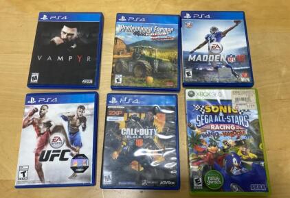 (5) PS4 Games - Call of Duty-UFC- and More (1) Xbox 360 Game - Sonic