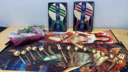 (2) Pairs of Wooden Paddles - Serving and Silverware - Wall Decor