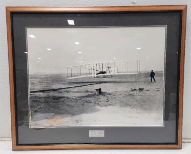 (1) 36"W X 30"H Wright Brothers First Sucessful Flight Photo by Kitty Hawk Print