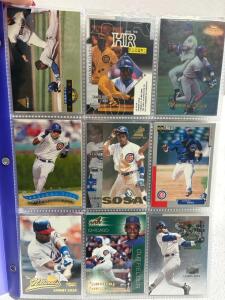 Binder of HOF/Stars Chicago Cubs Baseball Cards (100)<br/>- Sammy Sosa, Kerry Wood, Anthony Rizzo, etc.