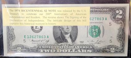 (1) 1976 Bicentennial Two Dollar Note