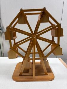 Wooden Rotating Ferris Wheel, 8 Baskets, 25" Tall, Natural Finish