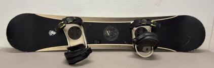 Original Sin Twin Tip Snowboard with Bindings, Black/White, SM 7 Marking