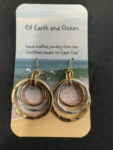 Of Earth and Ocean Dangle Earrings - Silver, Copper, Brass - Handcrafted by Judith Stiles, Cape Cod