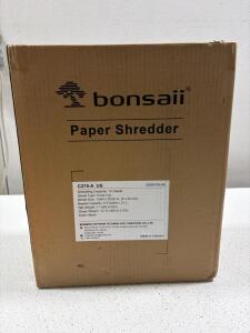 bonsaii C275-A US, Cross Cut Paper Shredder, 12-Sheet, 5.5 Gal Bin, 13.9"x9.5"x20.3", Black