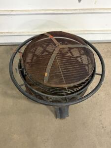 Wood Burning Steel Fire Pit with Grill Grate and Mesh Screen, Large Plastic Pet Carrier 36"x24"x26"