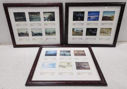 (3) Framed Collection of Vintage 1980s Aviation Memorabilia Approximate 22" x 18"