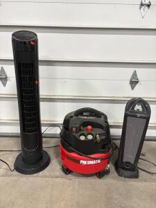 Central Pneumatic 6 Gallon Pancake Air Compressor, Model 67696, 150 PSI, 1.5 HP (2) Space Heaters