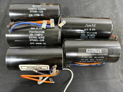 Mallory, Philips, Aero M Motor Start Capacitors 59-191 MFD, 110/330VAC, 60Hz, Spade Terminal, USA