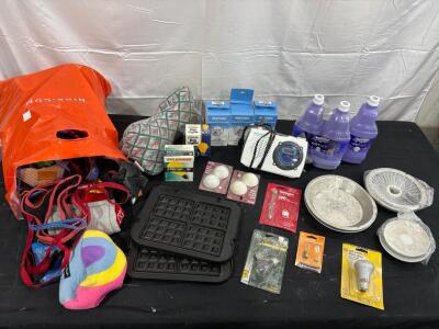 Mixed Lot: GE/Sylvania Bulbs, Maytag Filters, Swiffer Cleaner, Emerson Radio, Bakeware