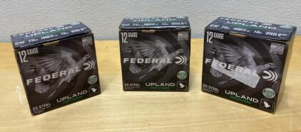 (3) Boxes of Federal - Upland Steel - 12 Gauge Steel - 2 3/4&rdquo; - 1400FPS - Upland and Small Game Shotshells