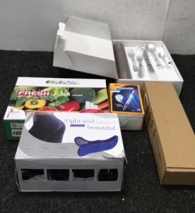 (1) Zoymensu Cutlery Set (1) Tight And Beautiful Buttocks Excersize (1) Koko vac Vacuum Sealer (1) Box of Bic Gel Pens