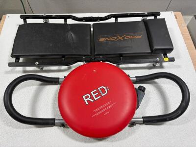 RED XL Fitness Abdominal Core Twisting Bench. PROxONE creeper.