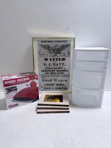 George Foreman GR236CTR G-broil Grill, Red, 72 sq. in. Surface, 1,440W,NIB & Plastic Organizers & More