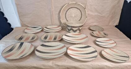 (14) Assorted Hand Woven Decorative Baskets