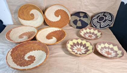 (10) Assorted Hand Woven Decorative Baskets
