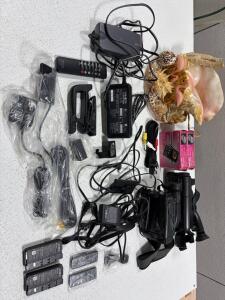 Minolta 8-848 Hi8 & Fujix M890 8mm Camcorders w/Accessories, Radio Shack Pocketvision TVs, D&eacute;cor
