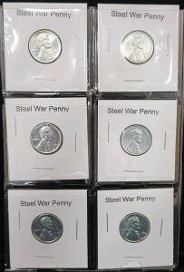 (6) 1943 Steel War Penny Coins
